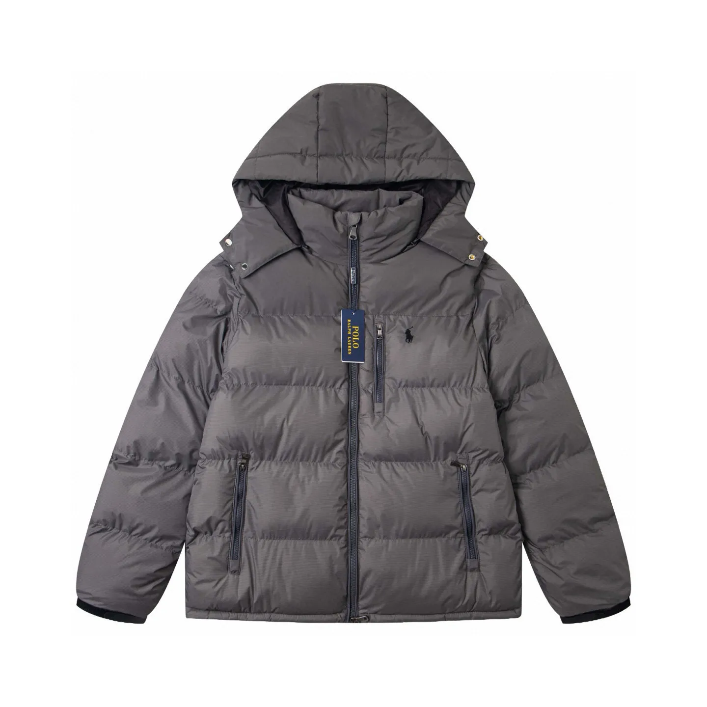P370 Ralph Lauren/Ralph Lauren RL pony, retro color-blocked removable hooded zipper, second-hand cotton jacket, medieval extinct style, original proofing, 25-year new style, custom-woven fabric, delicate and smooth feel, custom-made upper and lower color matching, differentiating the overall one-color style, more wearable, mold-opening hardware accessories, all original versions are the same! Color: black, silver gray, navy blue, military green Size: M-2XL